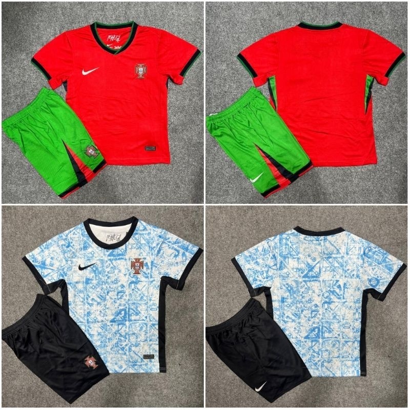 Setelan Anak Bola Portugal / Jersey Football Kids Portugal 2024 / Kaos Celana Main Bola / Seragam Se