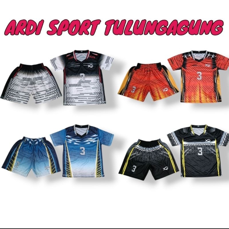 Jersey stelan anak SD fullprint/baju voli anak SD fullprintCO