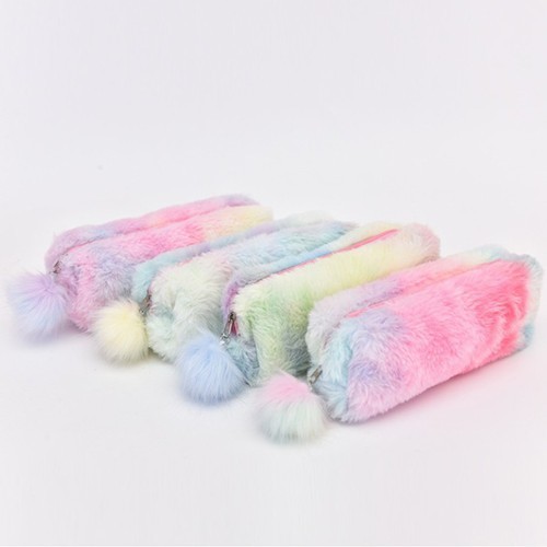 

TEMPAT PENSIL BULU UNICORN POLOS DENGAN GANTUNGAN POMPOM / DENGAN VARIAN WARNA RAINBOW / LUCU BISA COD