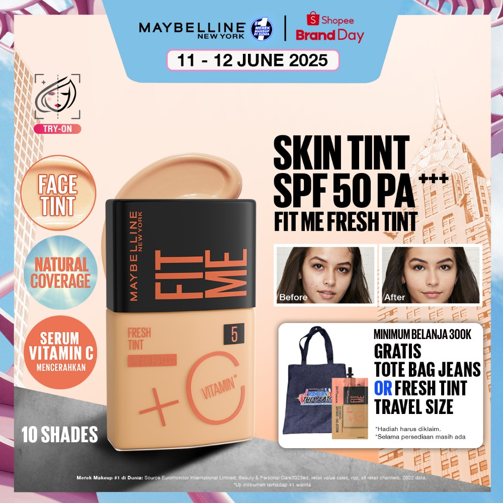 MAYBELLINE OFFICIAL Fit Me Fresh Tint 3 IN 1 30ml Skin Tint Foundation Tinted Sunscreen SPF 50 PA+++