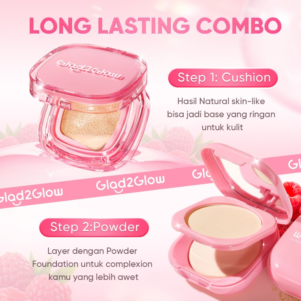 NEW 2pcs Perfect MakeUp Set Paket Glad2Glow Perfect Cover Cushion 11g + Glad2Glow Perfect Blurring P