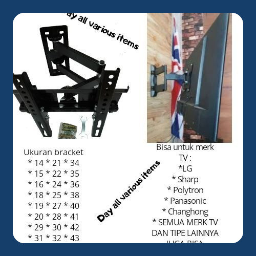 BRACKET LED TV SWIFEL 14-43 INCHI, BREKET LED 14-43 INCHI, BRIKET 14-32 INCHI, BRACKET TV, BREKET LE