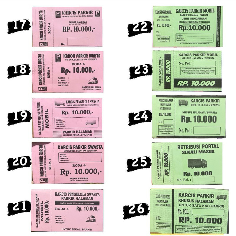 

Karcis Parkir Mobil Truk 4000 5000 6000 7000 8000 10000