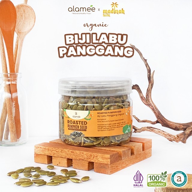 

ALAMEE Roasted Pumpkin Seed Biji Labu Pepita Kupas Panggang Matang Siap Makan Natural 150gr madinah
