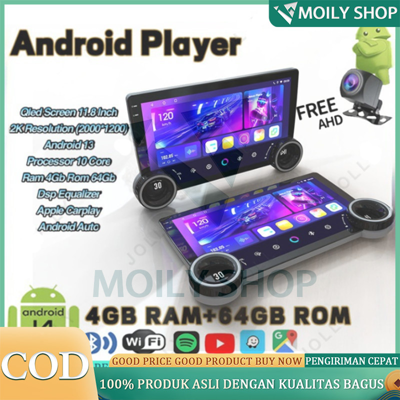 COD/4G+64G IPS Screen Head Unit Android 7/9/10/11.8 Inch Car Android 13 Navigasi Untuk TOYOTA Daihat