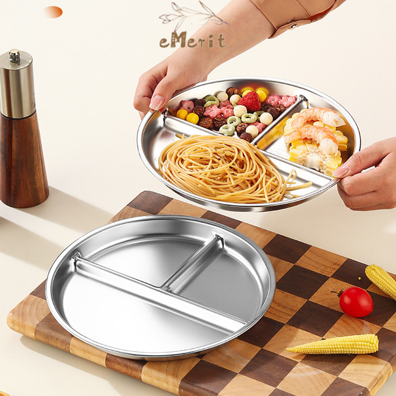 Piring 3 Sekat Stainless Steel Piring Makan Anak Fast Food Murah Tempat Makan Stainless