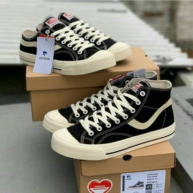 WELSERRSHOP  Sepatu Ventela Public Low & High Ventela Pendek dan Tinggi Hitam Putih Pria Wanita