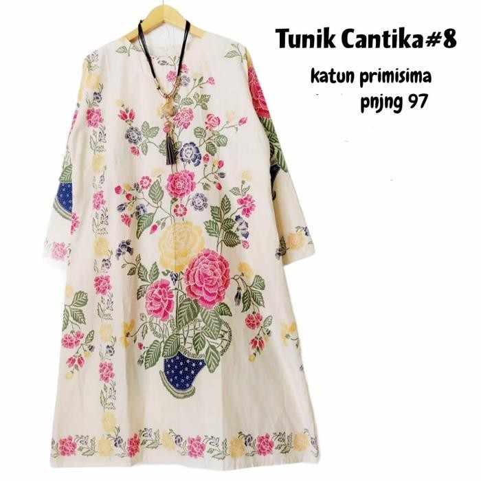 TUNIK BATIK ENCIM. DRESS BATIK ENCIM - Putih, S