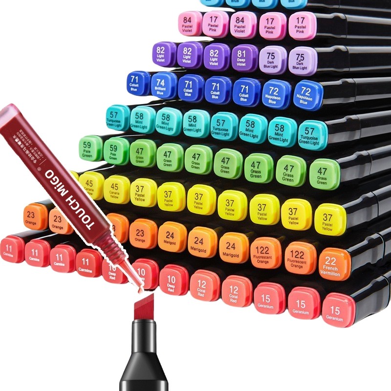 

KSUMRET TOUCH MiGO 80 Colors Markers Pen Set Oily Coloring Pens Refillable Dual Tips Sketching Drawing Manga School Art Supplies