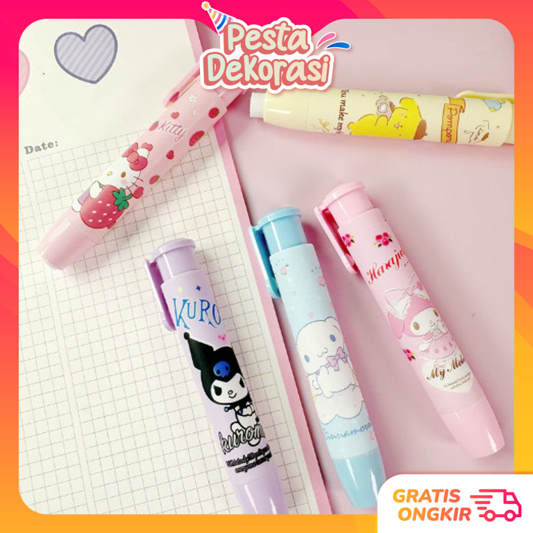 

PESTA DEKORASI S5828 Hapusan Eraser Lipstik Mechanical Eraser Penghapus Bentuk Lipstick Penghapus Pensil Mekanik Motif Karakter Lucu