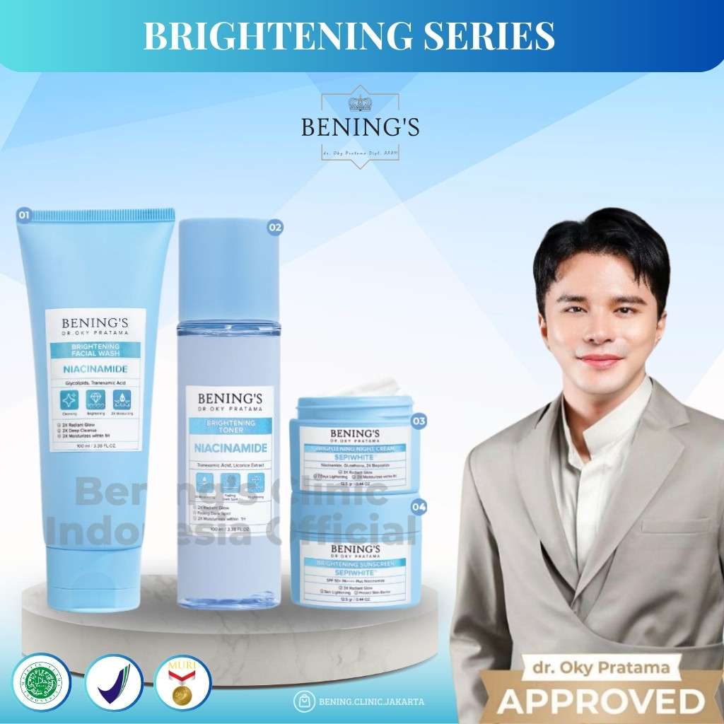 BENING'S PAKET BRIGHTENING ACNE DARKSPOT PREMIUM | SKINCARE GLOWING BY Dr OKY BENING KLINIK ORIGINAL