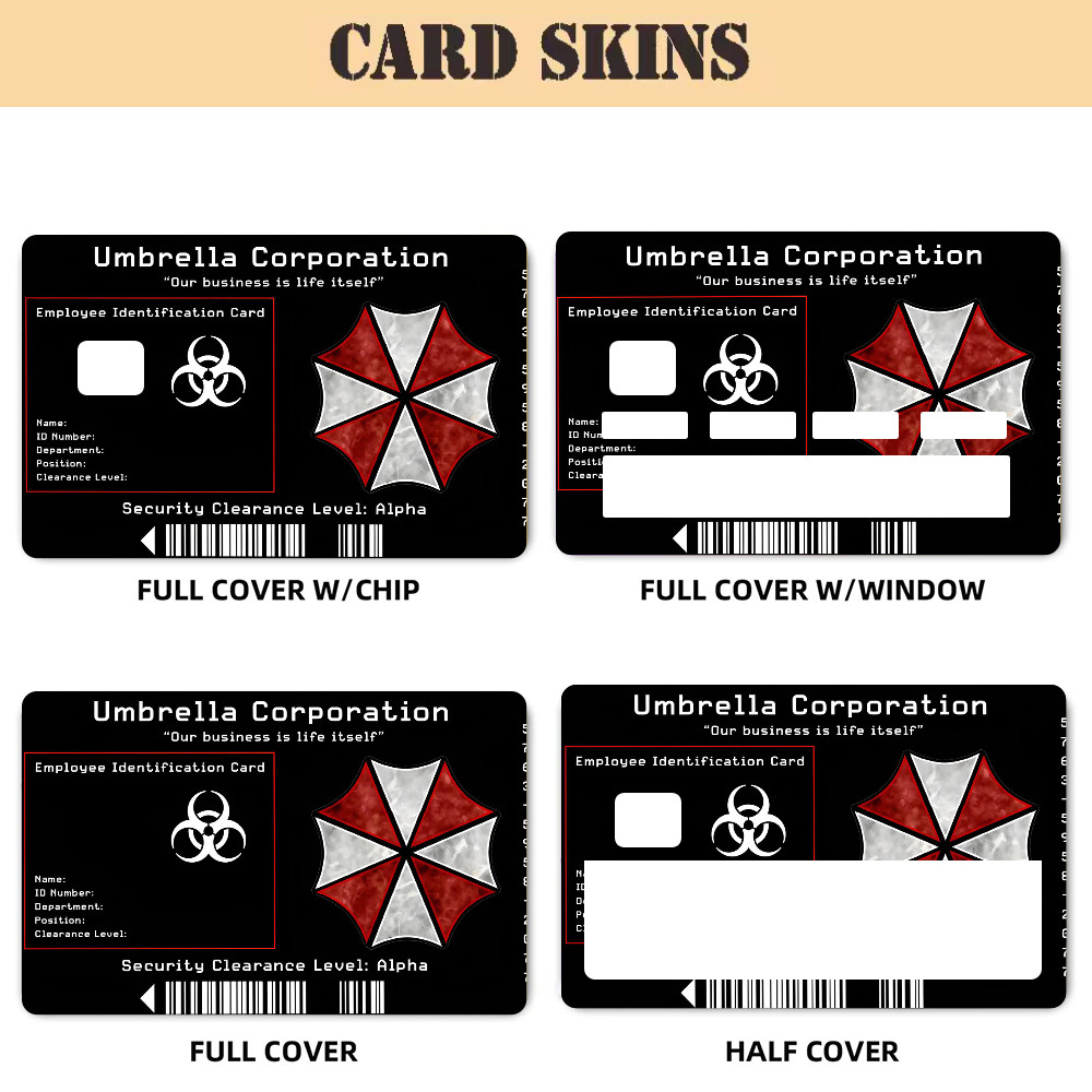 

Umbrella Stickers 4pcs PVC Card Skin Stickers for Bank Card Bus Metro Card Case Decorate Gift