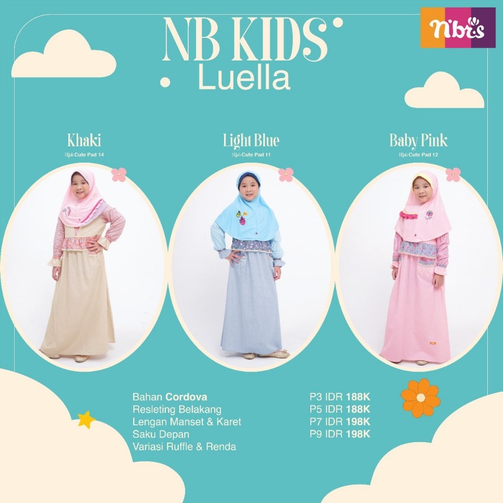 NIBRAS KIDS LUELLA GAMIS ANAK ( TIDAK SET HIJAB )