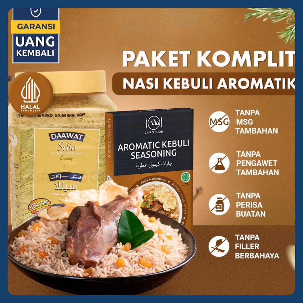 

Paket Komplit Nasi Kebuli Aromatic Sehat – Tanpa MSG, 100% Rempah Murni | Cairo Food