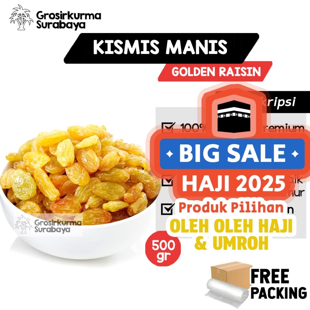 

Kismis Anggur Golden Raisin 500gr Manis Asam Enak Untuk Camilan Pengganti Permen Oleh-oleh Haji Umro