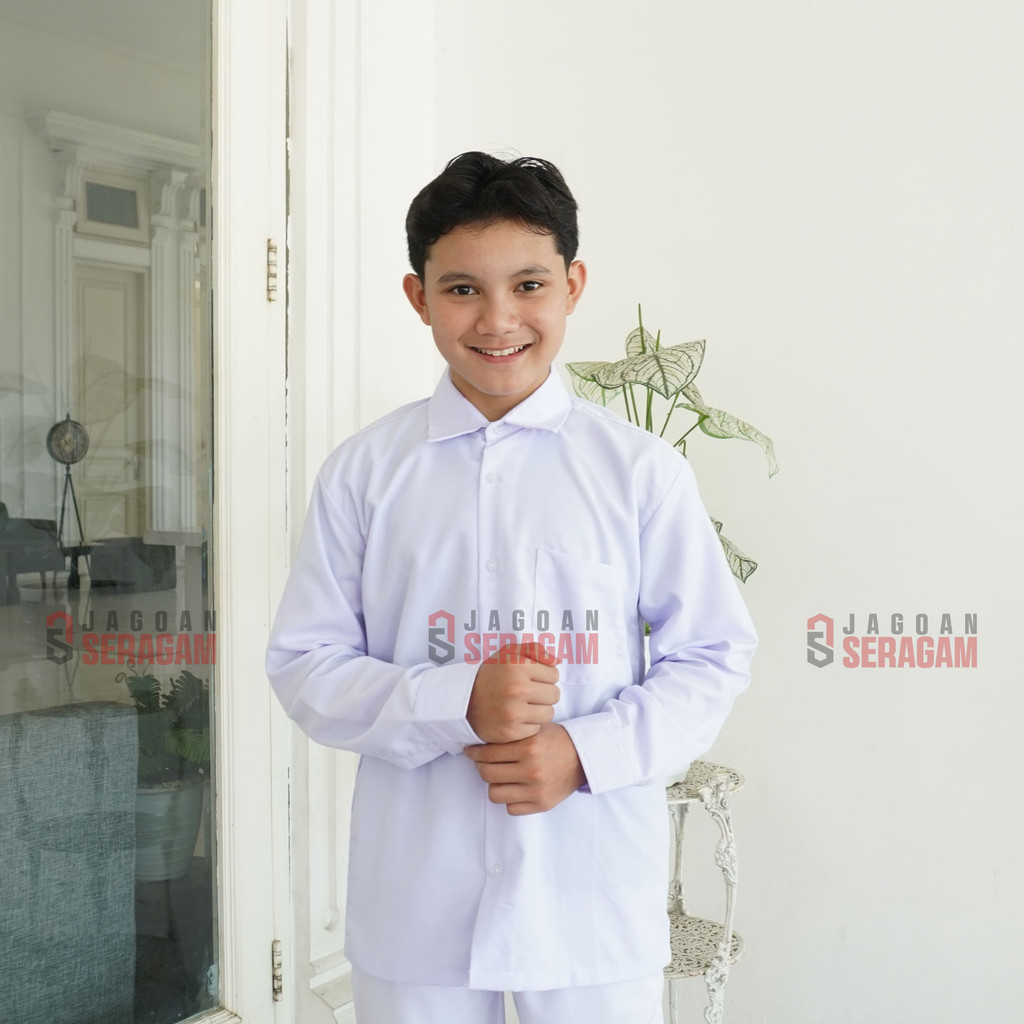 

JAGOAN SERAGAM Kemeja Putih Polos Pria Lengan Panjang Wanita Sekolah Sd Smp Sma Ospek Anak Laki Laki