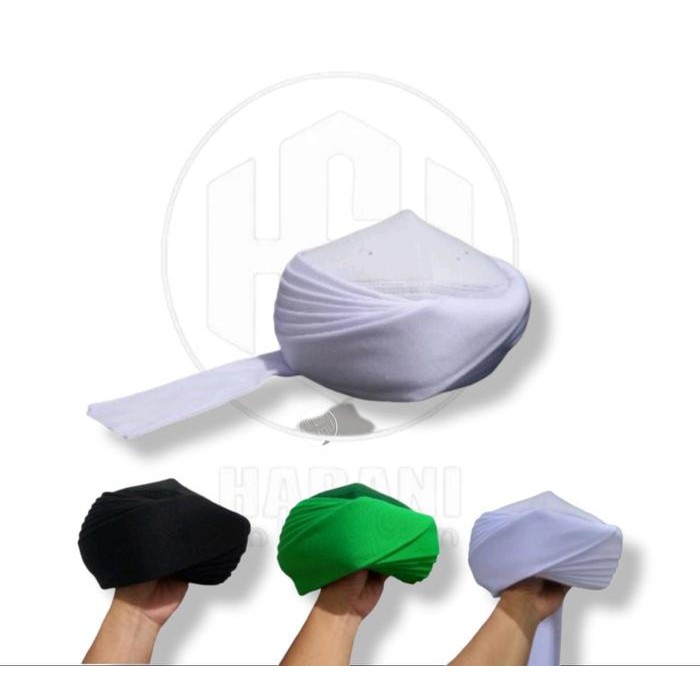 peci imamah instan permanen 3m polos sorban rida sorban imamah polos peci habib - PUTIH, 0