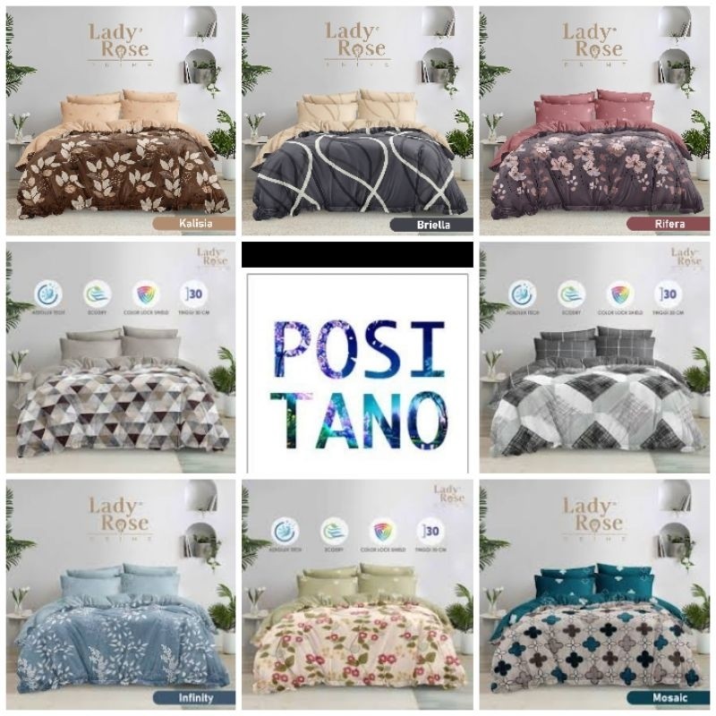 Bedcover set UK 160x200 Ladyrose tinggi 30 / Bed cover satu set queen lady rose