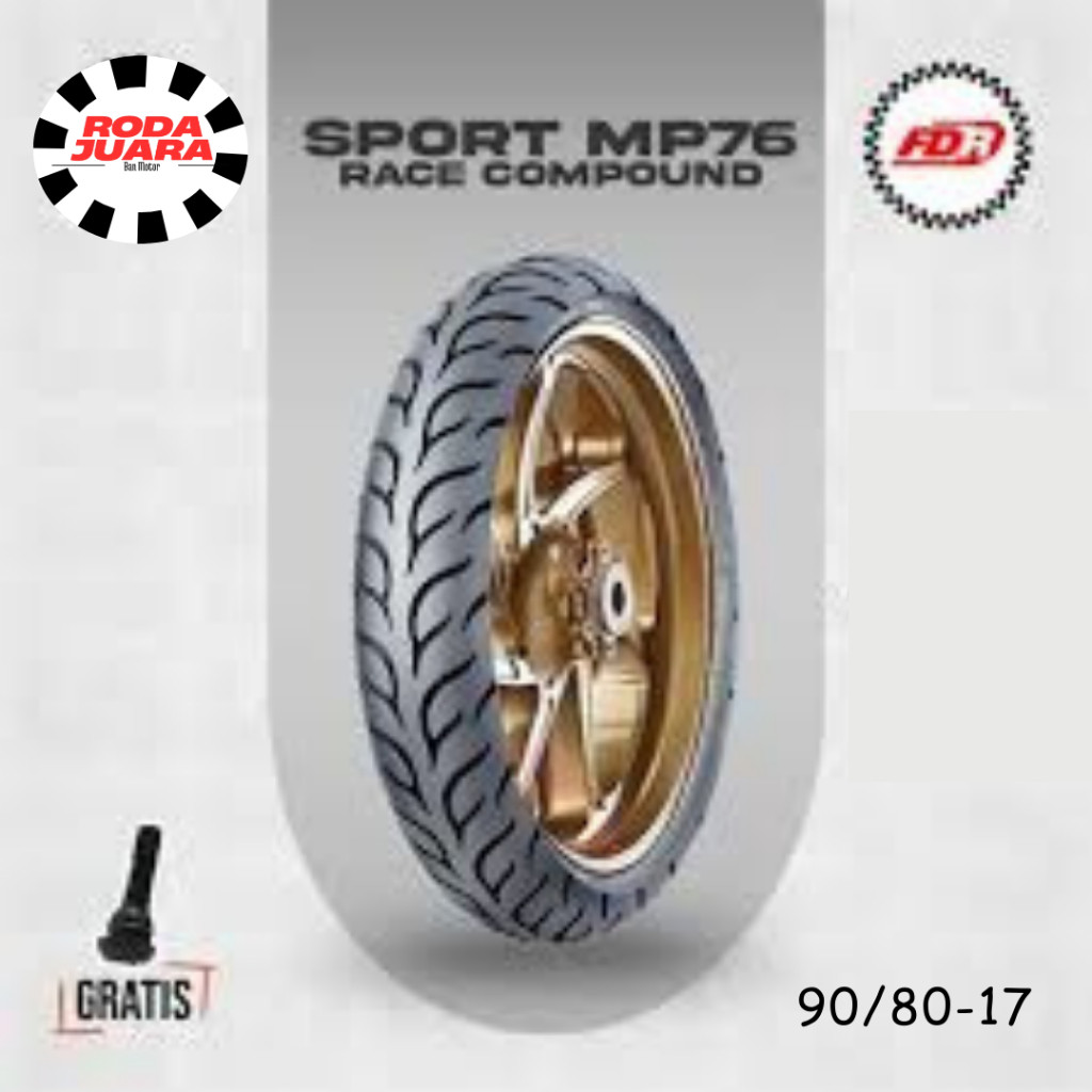 BAN FDR RING 17 90/80 SPORT MP 76  SATUAN/SEPASANG BAN TUBELES MOTOR BEBEK