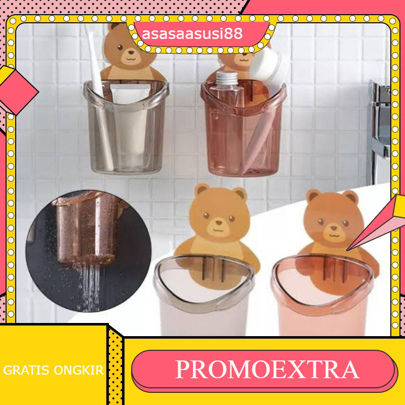 Tempat Gantung Sikat Gigi Beruang Rak Sikat Gigi Dispenser Sikat Gigi Dan Odol Beruang -  Dispenser 