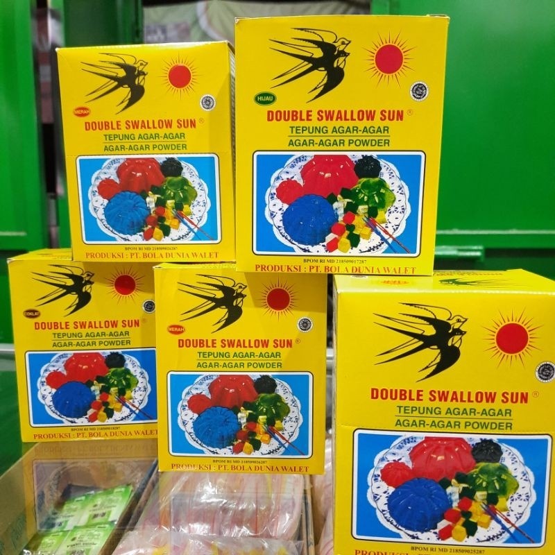 

Termurah Swallow sun Agar per BOX netto 7gr / Tepung Agar-agar Double Swallow Sun