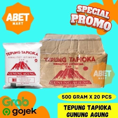 

Gunung Agung Merah Tepung Tapioka Kemasan 500Gr 1 Dus 20Pcs - 500 Gr Gram 20 Pcs Pak Kanji Aci GAM Tapioca Flour Kue Singkong