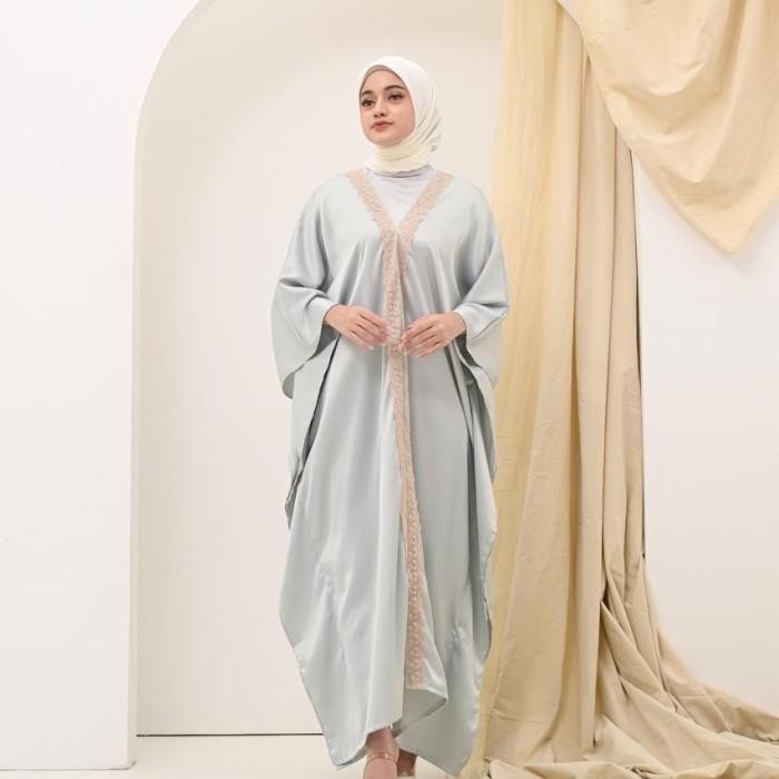 Kaftan panjang satin wanita / dress kaftan putih renda / baju lebaran - CHOCO-3705