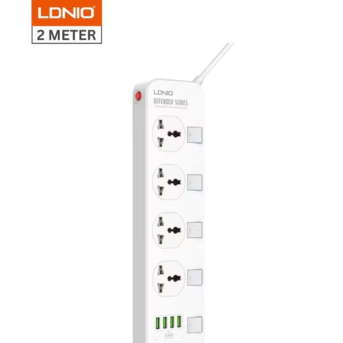 LDNIO SC4408 Power Strip Extension Stop Kontak 4 Socket 4 USB 2 Meter - SC4408
