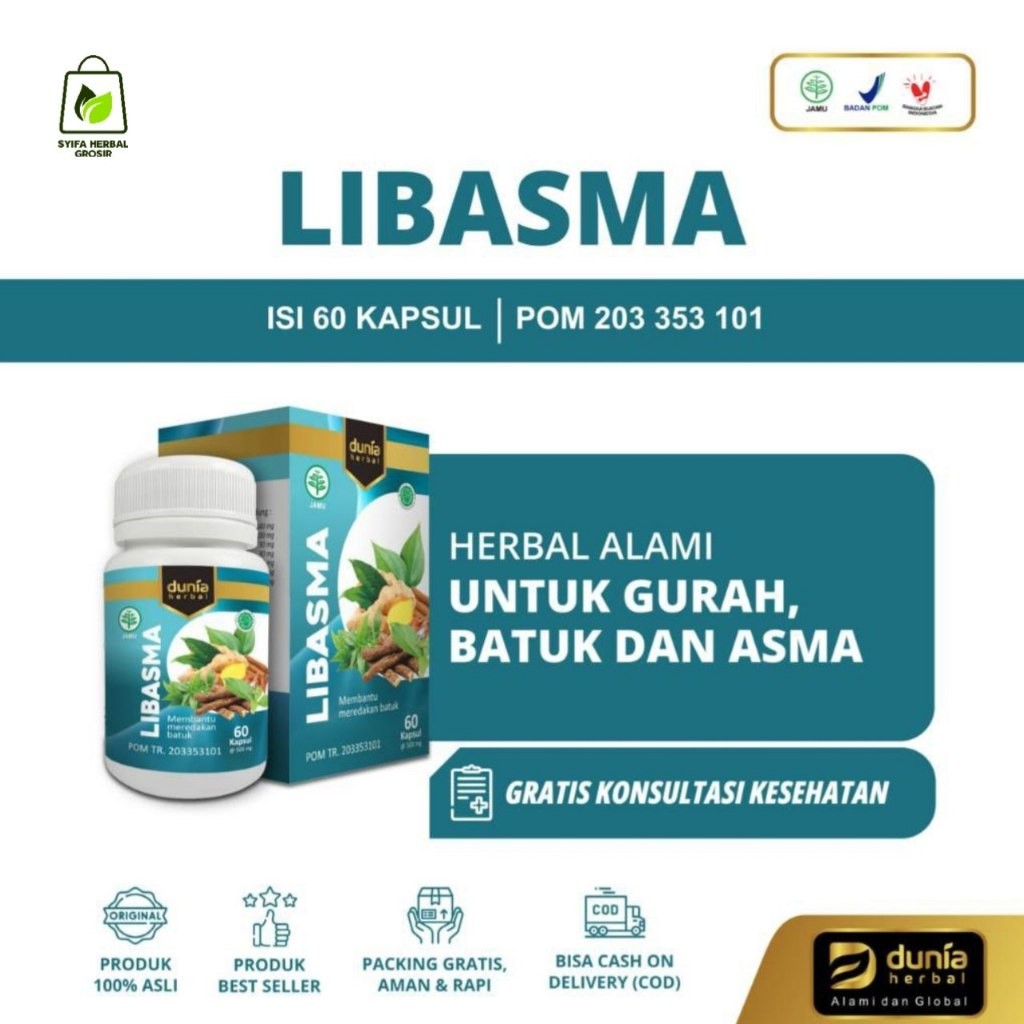 

LIBASMA Herbal Gurah Alami , Batuk & Asma SHG Dunia Herbal