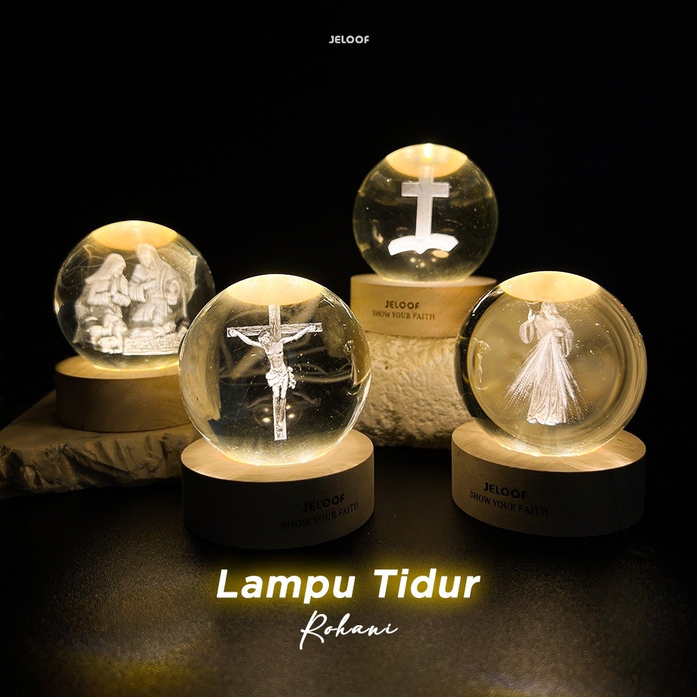 JELOOF Lampu Tidur Salib Yesus Rohani | Glow Lamp