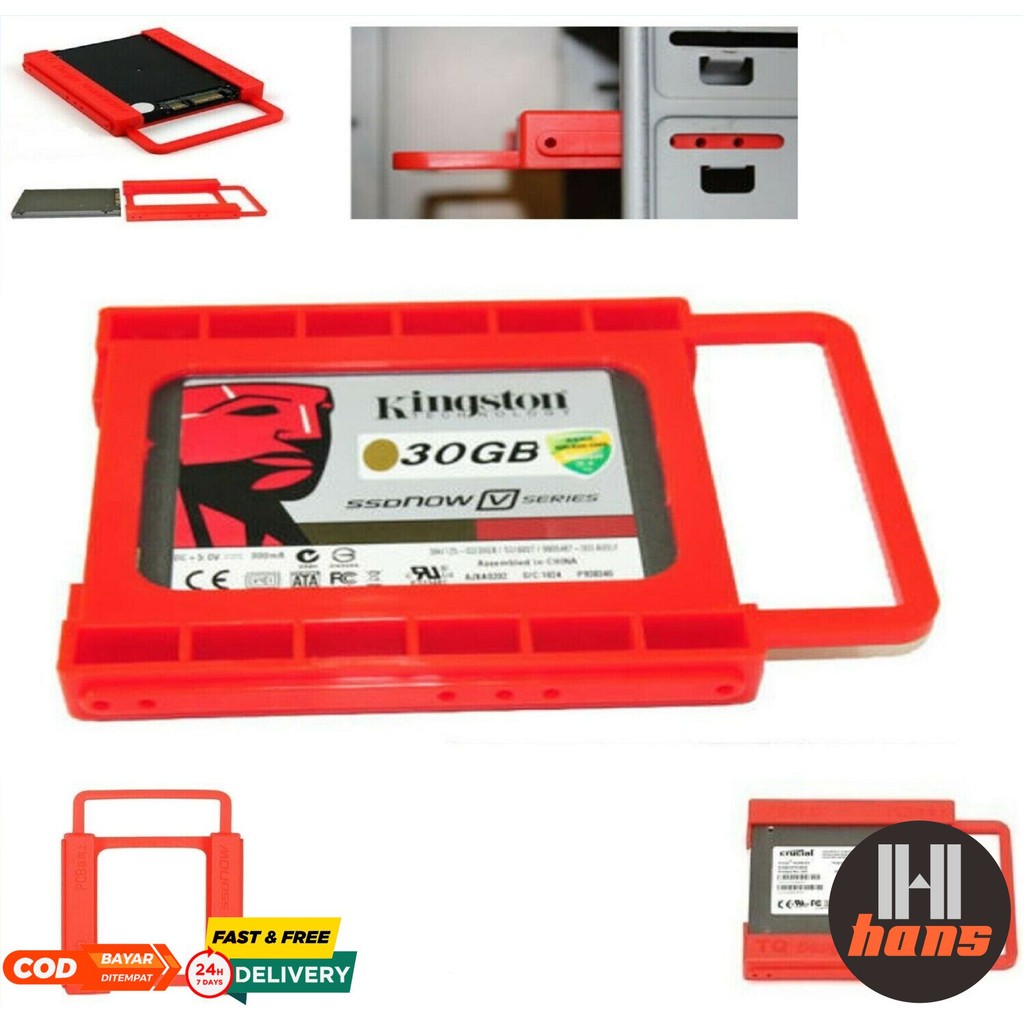 Konverter SSD HDD Hard Disk 2,5in ke 3,5 inch Caddy Bracket Braket Wadah Hard Disk Komputer Desktop