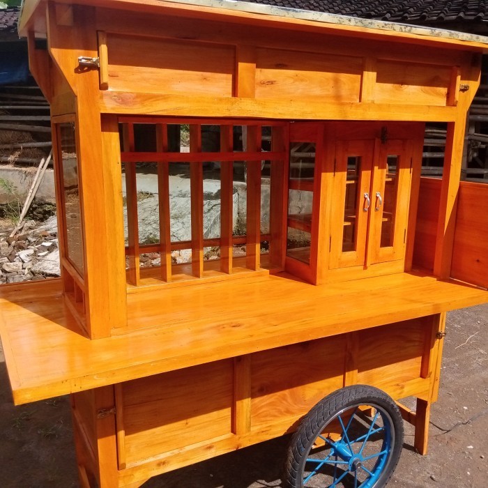 gerobak warmindo kekinian dengan rak