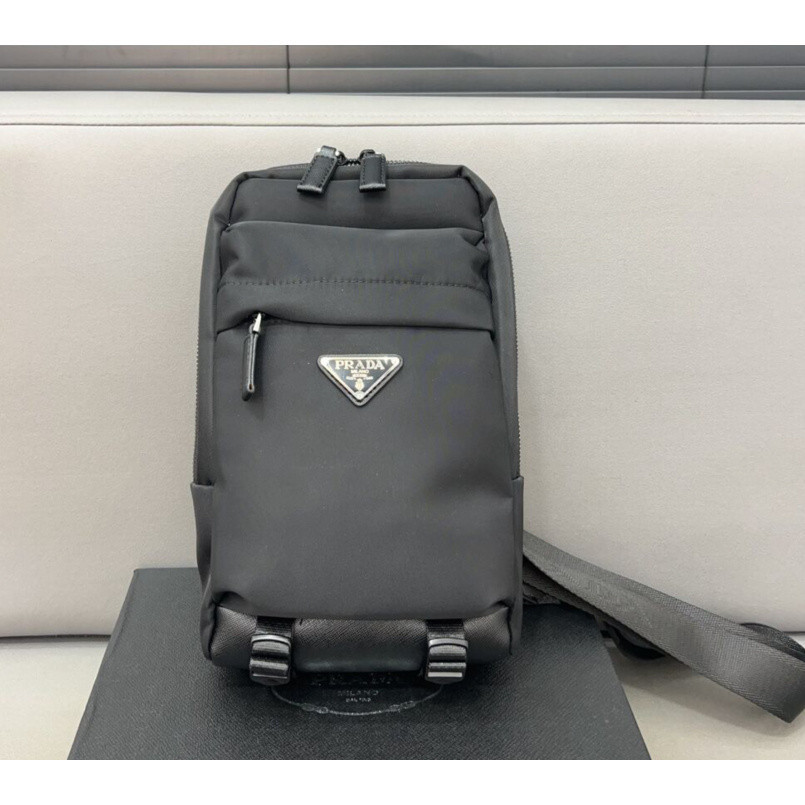 Fashionable Prada Chest Bag High quality Nylon Double layer Capacity Casual Sports Men's Slant Backp