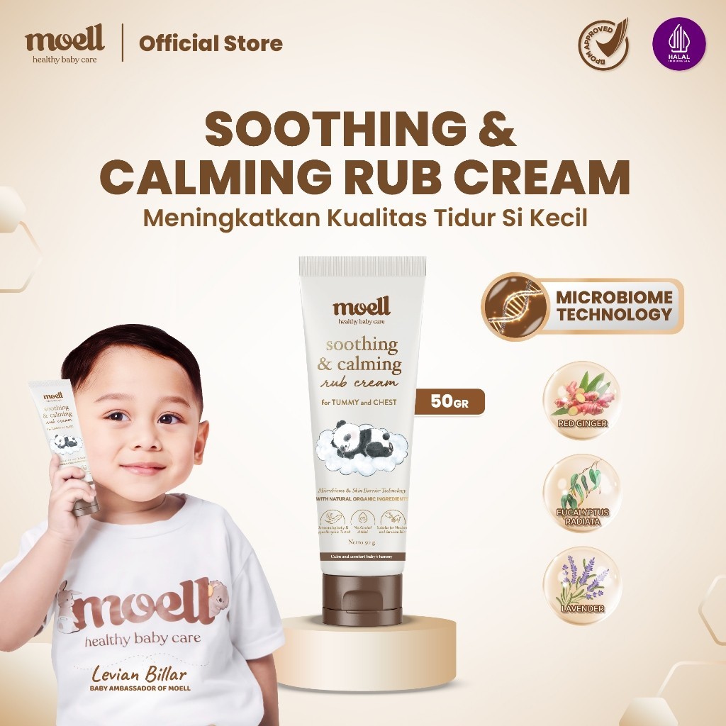 Moell Soothing & Calming Rub Cream - menenangkan dan menghangatkan, bayi tidur pulas dan anti rewel.
