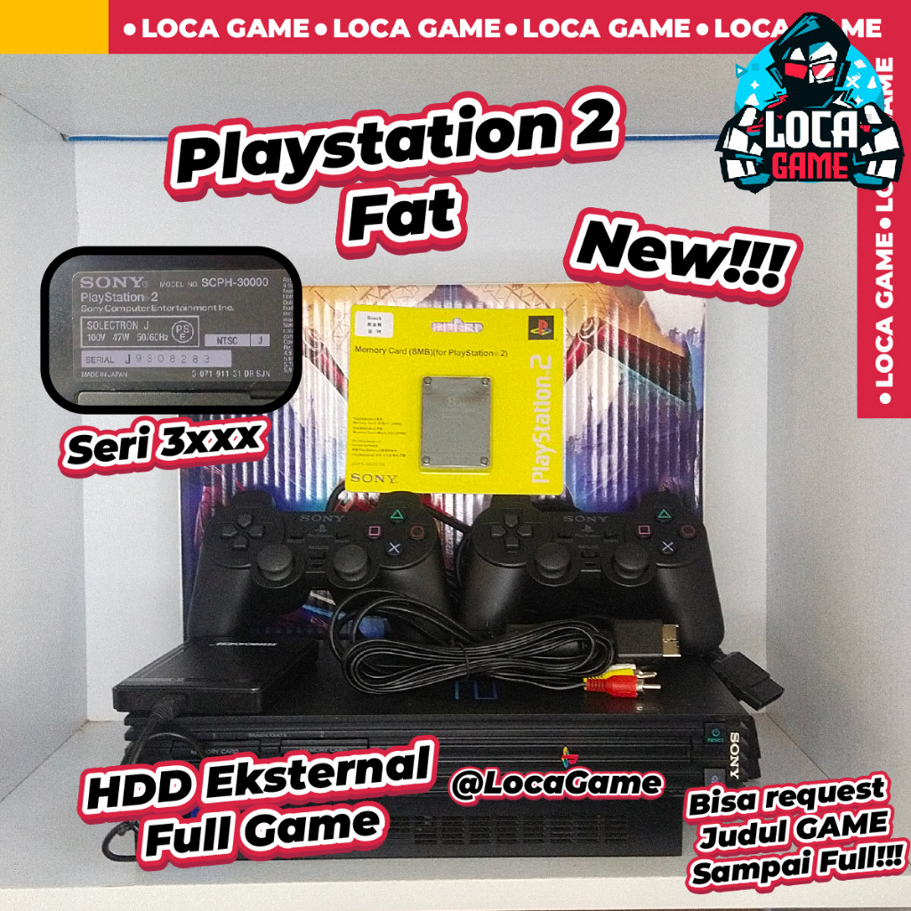 PS2 Playstation2 FAT Tebal harddisk eksternal 120GB | 160GB | 250GB | 500GB Lengkap Ber Bisa pilih p