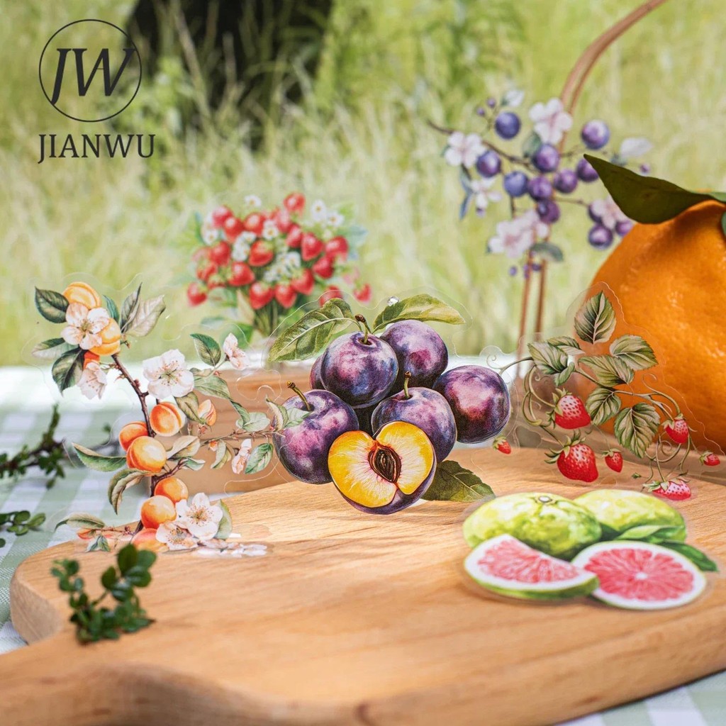 

JIANWU Flower Fruit Series Vintage Plant Fruits Landscape Material Collage PET Sticker Creative DIY Journal Scrapbook Stationery