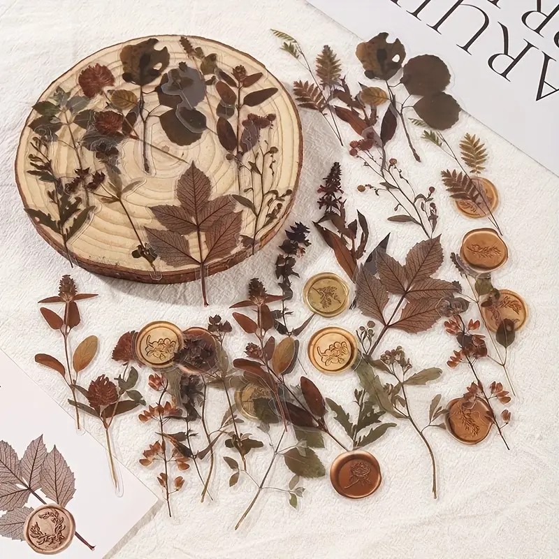 

40 pcs Dried Flower Collection Record PET Stickers Decorative handmade Scrapbooking Material Diary Album Craft Supplies