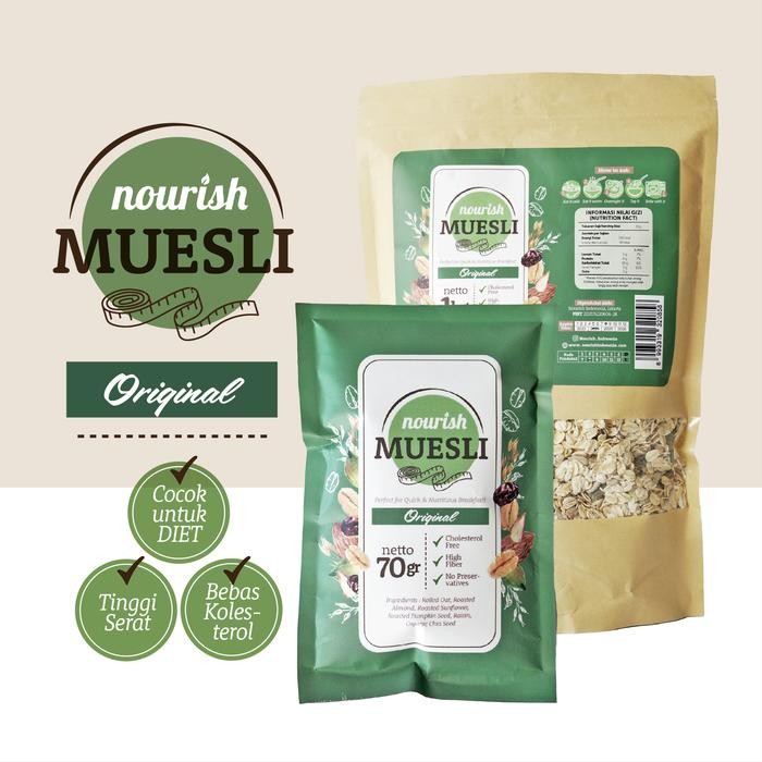 

Nourish Muesli Original (Bebas Kolesterol, Tinggi Serat, Vegan) - 1 KG