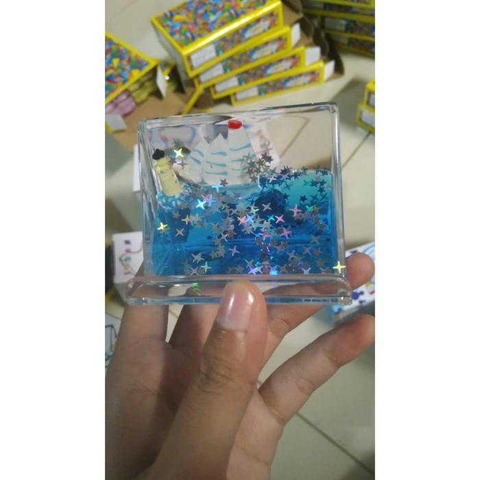 Jam Pasir Minyak Oil Bubble Drip HourGlass Dekorasi Dudukan HP Air Cair - JAM_BLUESHIP