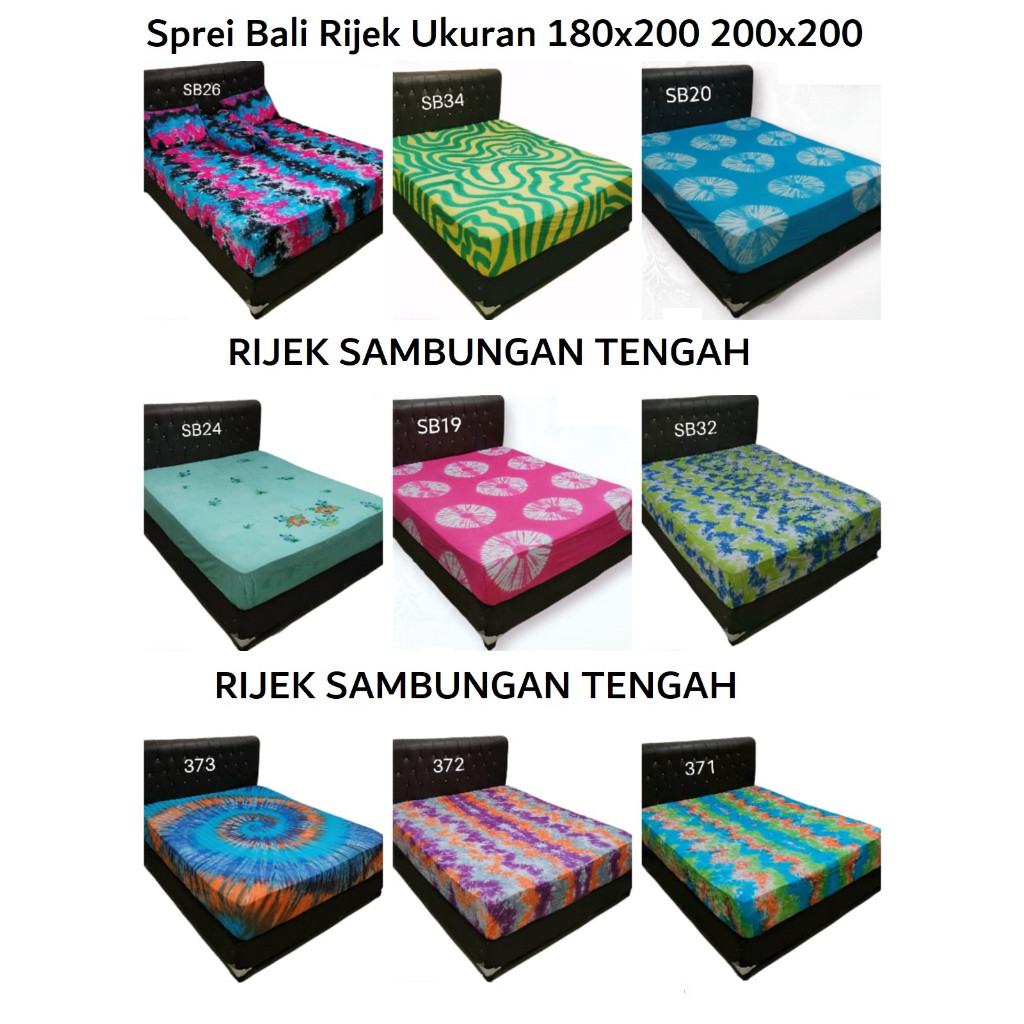 Sprei Bali Rijek T30 cm sd T40 cm  ukuran 160X 200 180X200 200x200 Include 2 Sarung bantal & 2 Sarun