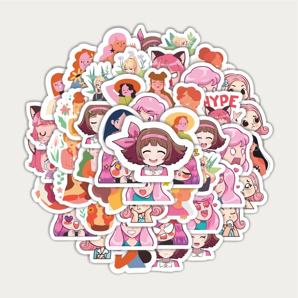 

Sticker Pack Sticker Kartun Gadis Cantik Lucu Stiker | Sticker TUMBLR | Stiker LAPTOP KOPER HELM