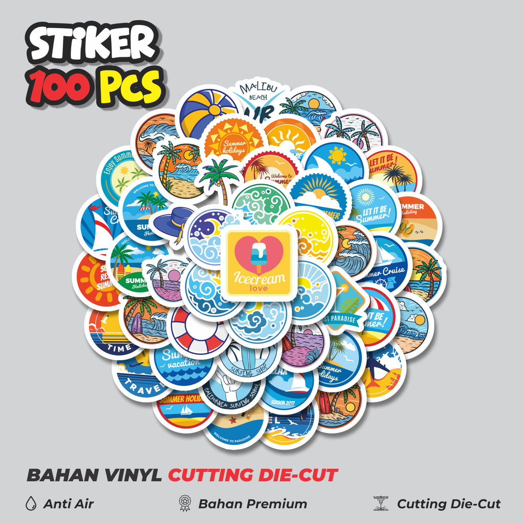 

Terbaru! 50 pcs Stiker Pantai Stiker Dekorasi Lucu Kreatif untuk Notebook, Skateboard, HP