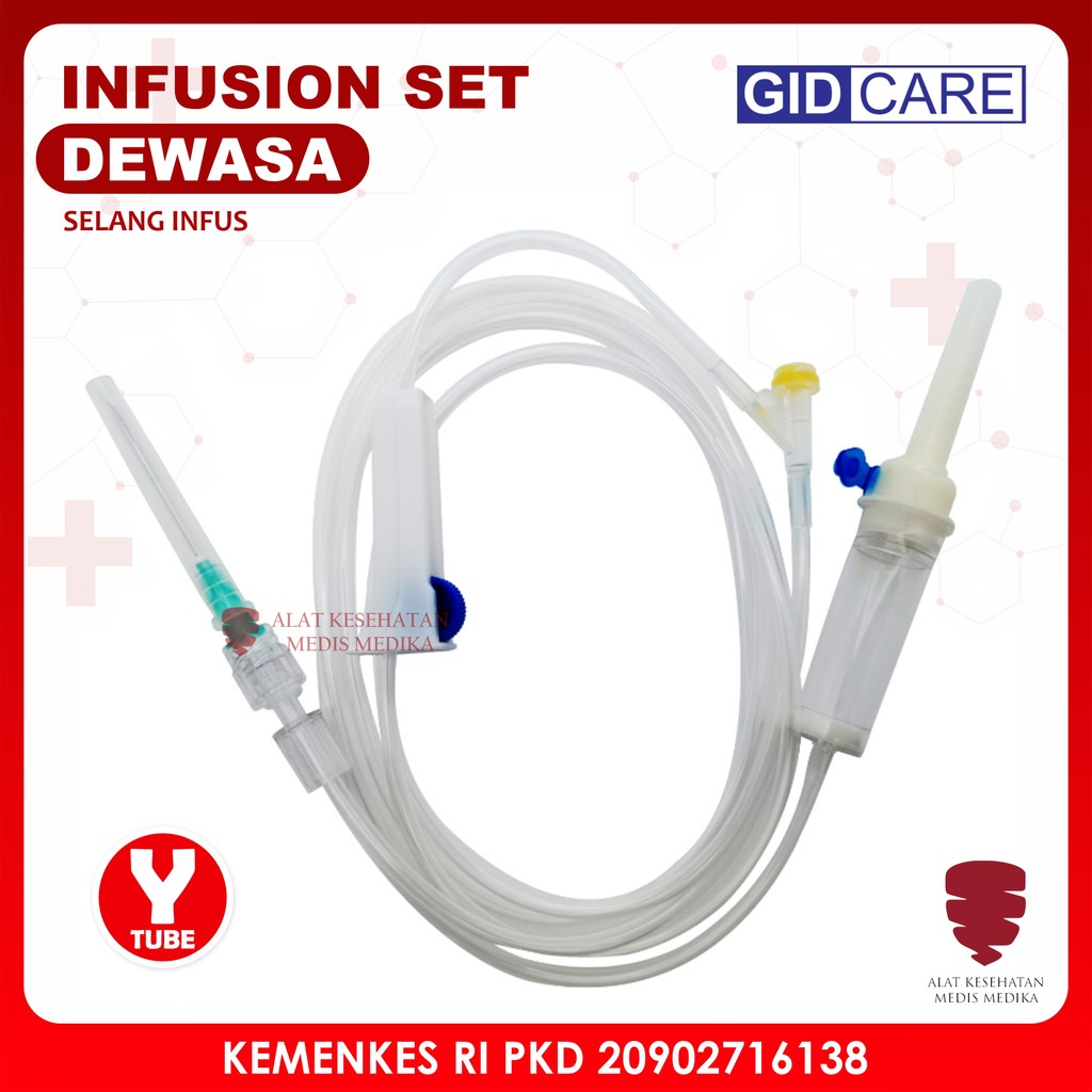 Infusion Set Adult With Y Connector GIDCare Selang Infus Set Dewasa GID Care