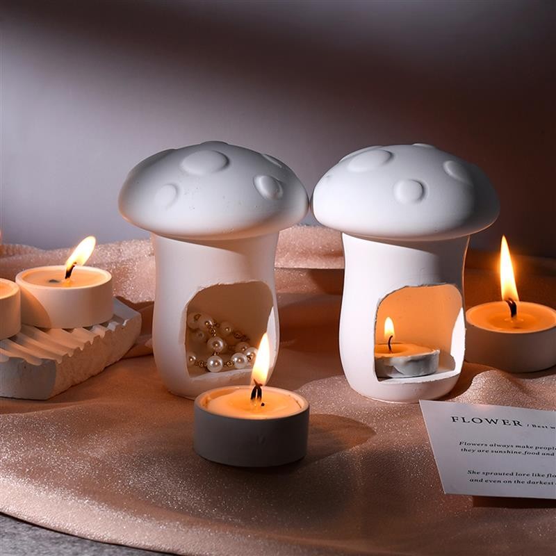 

Mushroom Candlestick Silicone Mold DIY Hollow Mushroom Aromath Stove Storage Box Ornament Making Plaster Resin Casting Molds