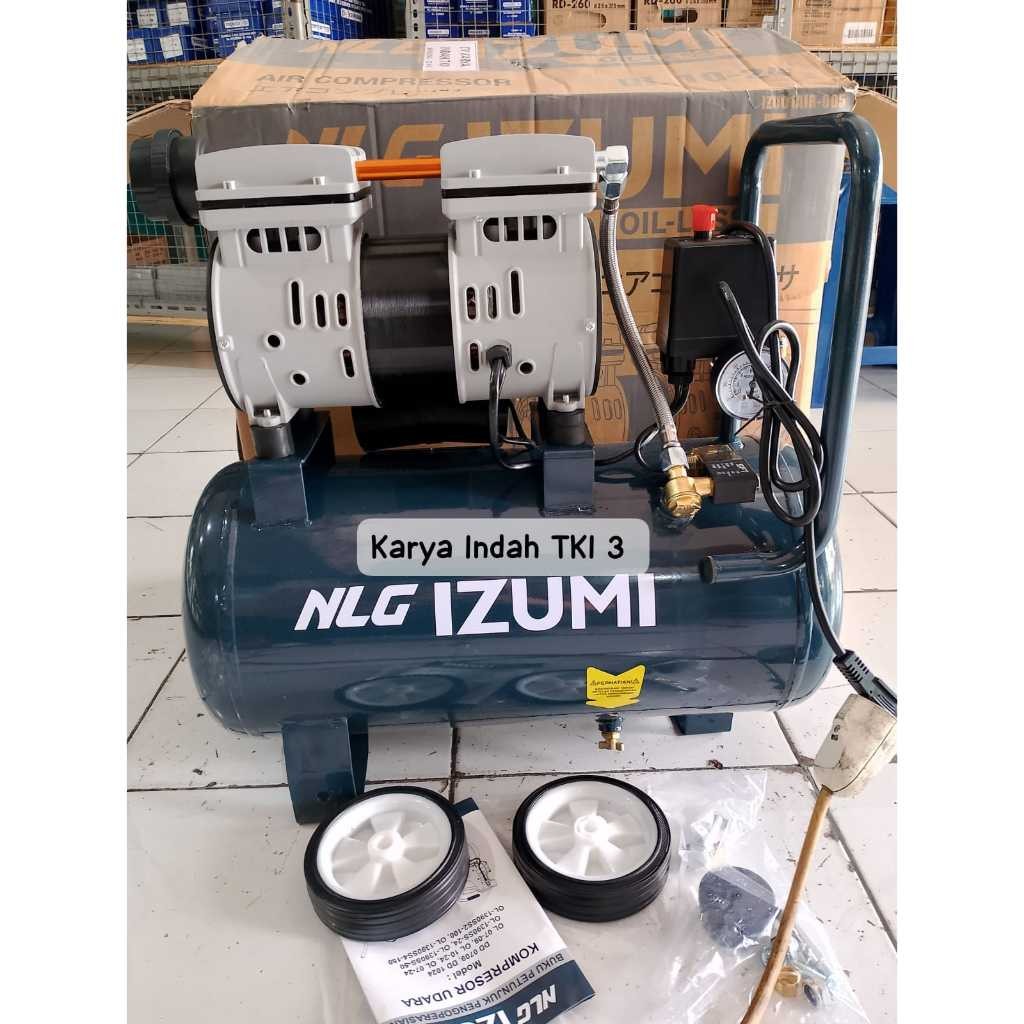 Kompresor Angin IZUMI OL1024 OL 1024 10-24 Oiless SILENT 8BAR 24L 1HP Air Compressor 1 HP PKCO