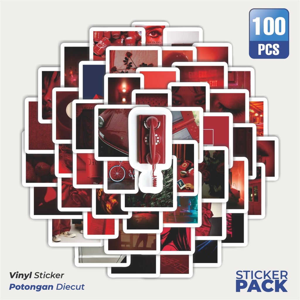 

Stiker Vinyl Stiker Red Tone Color Aesthetic INS Style Waterproof Aesthetic- Untuk Laptop, Motor, dan Helm - Paper Stationery Pack
