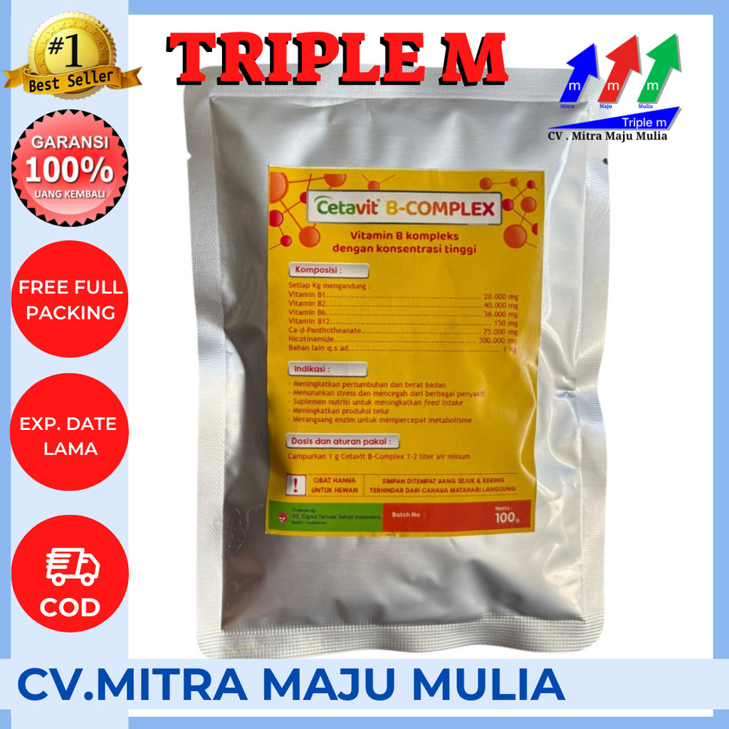 CETAVIT B COMPLEX UNGGAS 100 GRAM - Vitamin B Complex untuk Meningkatka Nafsu Makan Unggas Ayam Bebe