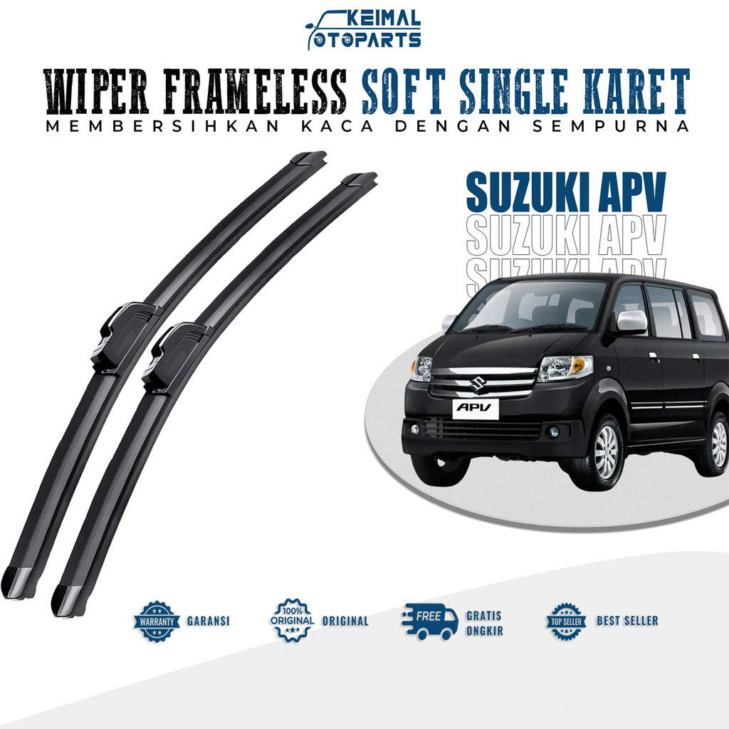 Wiper APV 1 Set Depan  Pembersih Sapuan Kaca Mobil Model Frameless Banana Wiper Kaca Mobil / Karet W