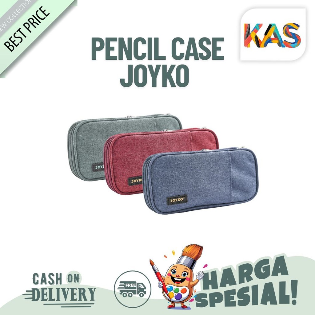 

Pencil Case Joyko PC-5004 Ukuran Besar 2 Kompartement Bahan Canvas