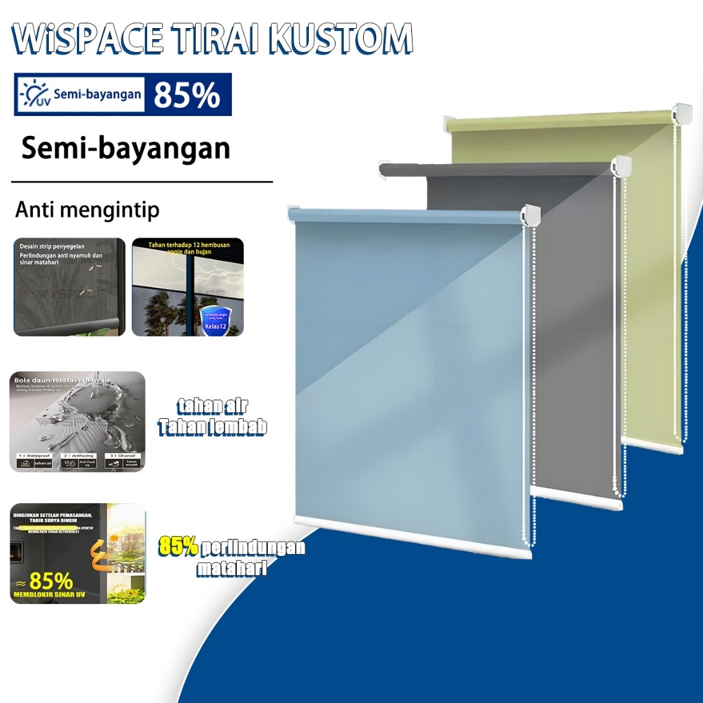Roller Blind Jendela Roller Blind Blackout 85% Tirai Jendela Tirai Jendela Non Headrail Jendela Tira